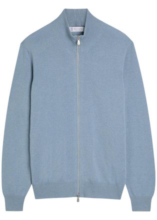 Brunello Cucinelli Mock-neck Cashmere Cardigan - Blue - 52 (IT52 / XL)