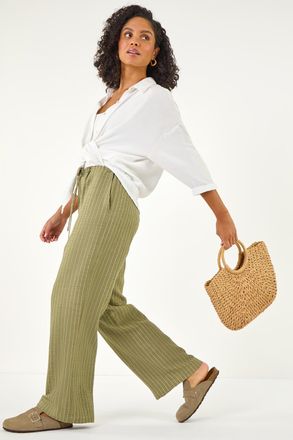 Roman Stripe Tie Waist Pocket Trouser