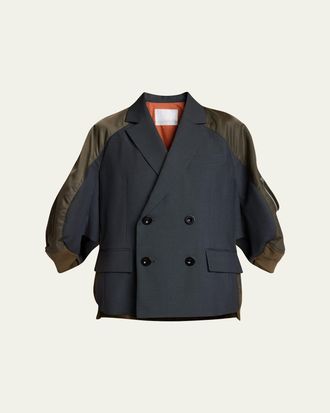 sacai Mixed-Media Suiting Bomber Jacket