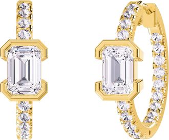 Diamond2Deal 18k Vermeil Plated Silver 2.75 Ct Emerald Cut Lab Grown Diamond Hoop Earrings