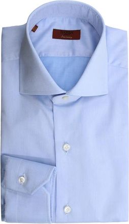 Barba Slim Fit Spread Collar Shirt - Heren - Zakelijke Overhemden - Blauw - 3XL - Katoen - Overhemden