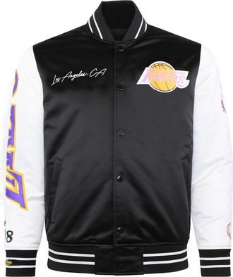 Mitchell & Ness NBA Los Angeles Lakers Mens Satin Bomber Jacket - Black/White - Size X-Large