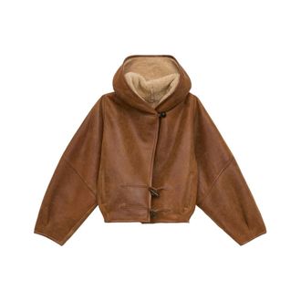 Isabel Marant Brown Hooded Toggle Coat with Fur Trim - female - Isabel Marant - Faux Fur & Shearling Jackets - Brown - XS - Jackets