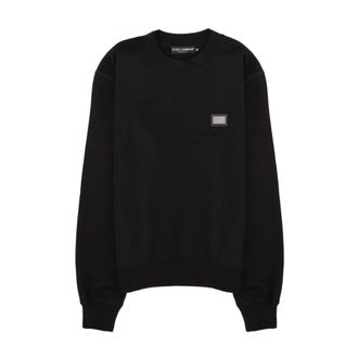 Dolce & Gabbana Felpa girocollo con placchetta logo - - Sweatshirts & Hoodies - Uomo - Nero - XL