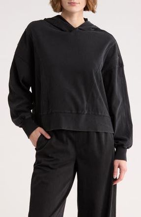 Yogalicious Flow Crop Hooded Sweatshirt in Washed Black at Nordstrom Rack, Size X-Small