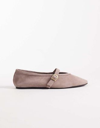Asos Lively - Ballerine Mary Jane in camoscio premium color cipria-Rosa
