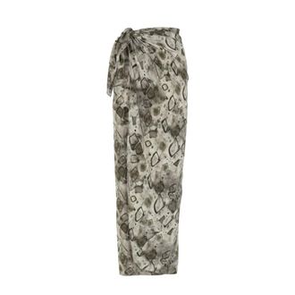 Cortana Pareo Zijden Rok met Diamantprint - Dames - Rokken - Grijs - Maat: XL Zijde