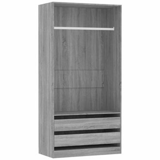 Berkfield Home Wardrobe Grey Sonoma 100x50x200 cm Engineered Wood | Size: 100 x 50 x 200 cm