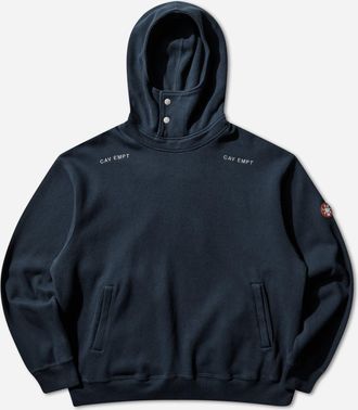 Cav Empt Men s Neck Snap DBL Knit Hoodie Navy