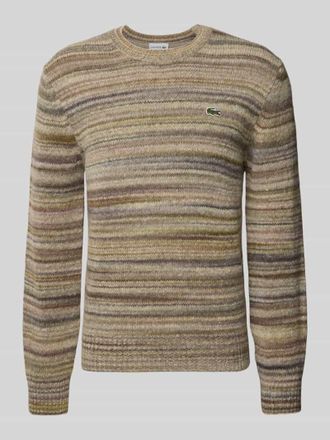 Lacoste Regular Fit Strickpullover aus Woll-Mix in Hellbraun, Gr&ouml;&szlig;e S