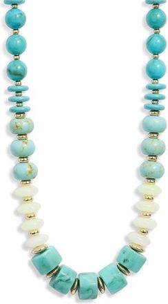 Nordstrom Mixed Beaded Necklace in Turquoise Multi- Gold at Nordstrom