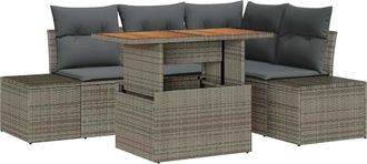 vidaXL Set Divano Da Giardino 5 Pcs Grigio Poly Rattan - Vidaxl