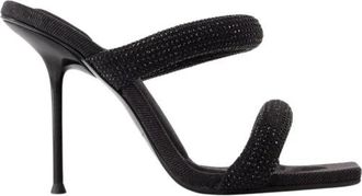 Alexander Wang Julie Crystal Hak Sandalen - Dames - Muiltjes - Zwart - 36 EU - Katoen - Schoenen