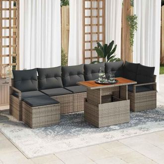vidaXL Vidaxl Set Da Pranzo Per Giardino Con Cuscino 8 Pcs Grigio E Marrone