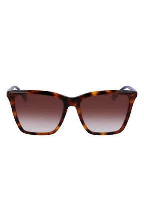 Longchamp Le Pliage 56mm Gradient Rectangular Sunglasses in Havana at Nordstrom