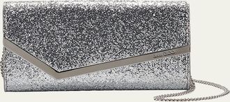 Jimmy Choo London Emmie Glittered Leather Clutch Bag