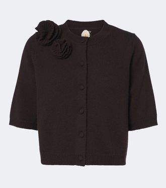 Jardin Des Orangers Floral-appliqu&eacute; wool and cashmere cardigan