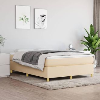 vidaXL Cama Box Spring Con Colch&oacute;n Tela Color Crema 140x190 Cm Vidaxl