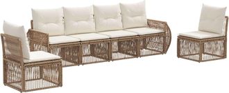 vidaXL Conjunto De Sof&aacute;s De Jard&iacute;n 6 Uds. Beige Y Blanco Crema Vidaxl
