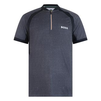 HUGO BOSS Tops, Heren, Grijs, XS, Polyester, Shirt van Technische Stof met Korte Mouwen