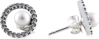 Pandora Treated Freshwater Cultured Pearl & Pave Halo Stud Earrings