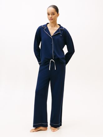 Tommy Hilfiger Pyjama, Damen, Gr. L (40), schwarz night navy, Jersey, Obermaterial: 57% Baumwolle, 38% Modal, 5% Elasthan, TOMMY HILFIGER UNDERWEAR, Homewear-Sets Py
