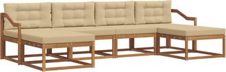 vidaXL Conjunto De Sof&aacute;s De Exterior 6 Uds. Natural Y Beige Vidaxl
