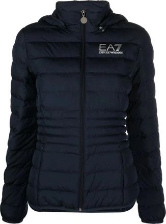 Emporio Armani Blauwe Puffer Donsjas Casual Stijl - Dames - Winterjassen - Blauw - S - Polyester - Jassen