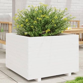 Berkfield Home Garden Planter White 70x70x49.5 cm Solid Wood Pine