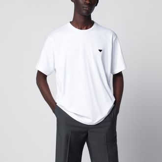 Prada T-shirt girocollo boxy in cotone bianco