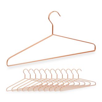 Relaxdays Pack 12 Perchas De Alambre Para Camisas, Pantalones, Trajes, Anchas, Metal, 21x42x0,8 Cm, Cobre - Relaxdays