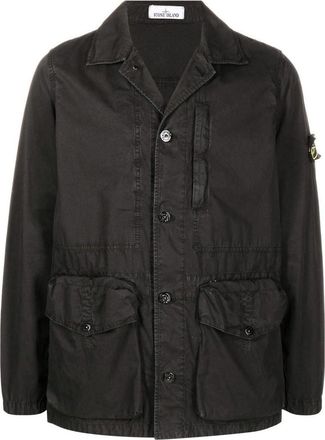 Stone Island Logo Patch Button Fastening Jacket Black 7615439WN-V0129