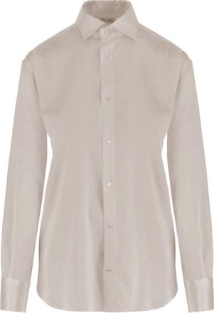 Her Shirt Stretch Zijde Blouse - Dames - Overhemden - Beige - XL - Spandex - Overhemden