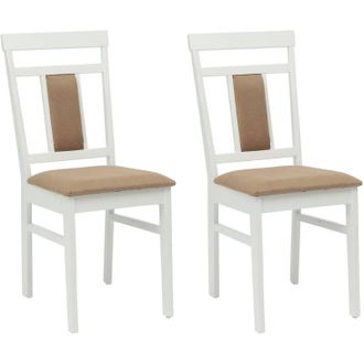 vidaXL Dining Chair 2 pcs White and Brown Solid Rubber Wood vidaXL