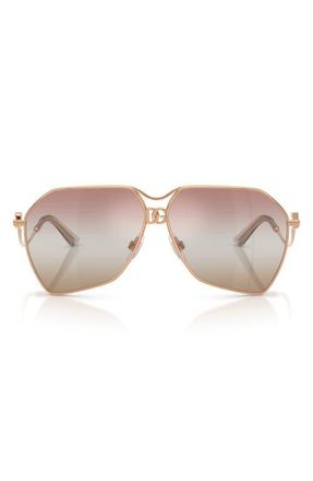 Dolce & Gabbana 62mm Gradient Pilot Sunglasses in Rose Gold /Pink Brown at Nordstrom