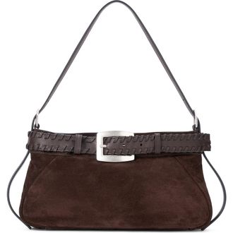 Staud Brooklyn Suede Shoulder Bag in Espresso at Nordstrom