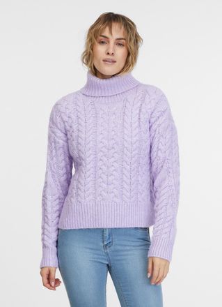 Ragwear Rollkragenpullover RAGWEAR JANNA SHORT, Damen, Gr. XXL (44), lila (lavender), Strick, Obermaterial: 64% Polyester, 36% Polyacryl, meliert, unifarben, 