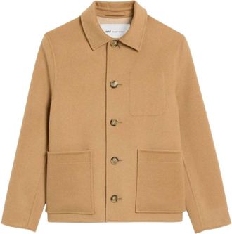 Ami Wol & Kasjmier Boxy Jas - Heren - Jassen - Beige - Maat: L Wol