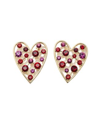 Carolina Herrera Cz Crystal Heart Stud Earrings
