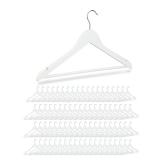 Relaxdays Relaxdays Pack 80 Perchas Ropa Con Gancho Giratorio, Madera, Blanco, 44,5 Cm De Ancho