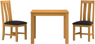 vidaXL Conjunto De Comedor 3 Uds. Negro Madera De Roble S&oacute;lido Vidaxl