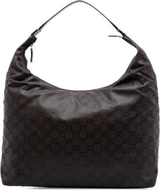 Gucci Pre-owned Nylon Schoudertas - Dames - Vintage Schoudertas - Bruin - ONE Size - Nylon - Vintage