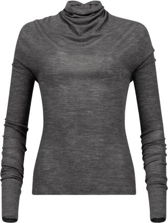 Victoria Beckham Draped Long Sleeve Top - Dames - Coltruien - Grijs - S - Wol - Truien & Vesten
