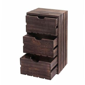 Hhg Comodino cassettiera 518 serie Vintage 3 cassetti marrone