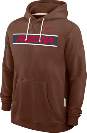 Nike Arizona 2026 Military Appreciation Standard Issue Nike Mens Dri-FIT College Pullover Hoodie in Brown | 03AZ2GYUAN-4EB