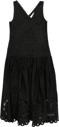 Sea NY Jurk met V-hals en Broderie Anglaise Lengte tot op de kuit - Dames - Casual kleedjes - Zwart - XS - Kleedjes