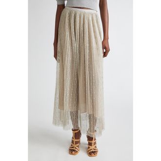 Ulla Johnson Maren Lace Pleated Maxi Skirt in Sterling Silver at Nordstrom Rack, Size 10