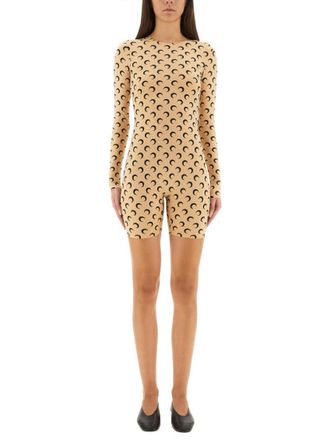 Marine Serre Beige Printed Round Neck Jumpsuit