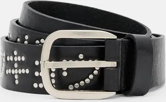 AllSaints Leather Underground Studded Leather Belt, Size: 32