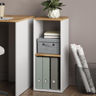 Vicco Estanter&iacute;a Tomy, Roble Blanco/dorado, 30 X 74 Cm Con 2 Compartimentos Abiertos